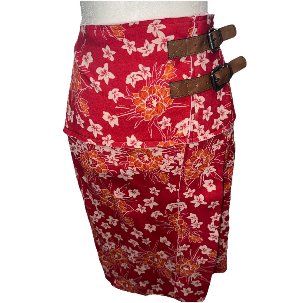 Animale Skirt High Waist Red Flower Print SIZE Medium